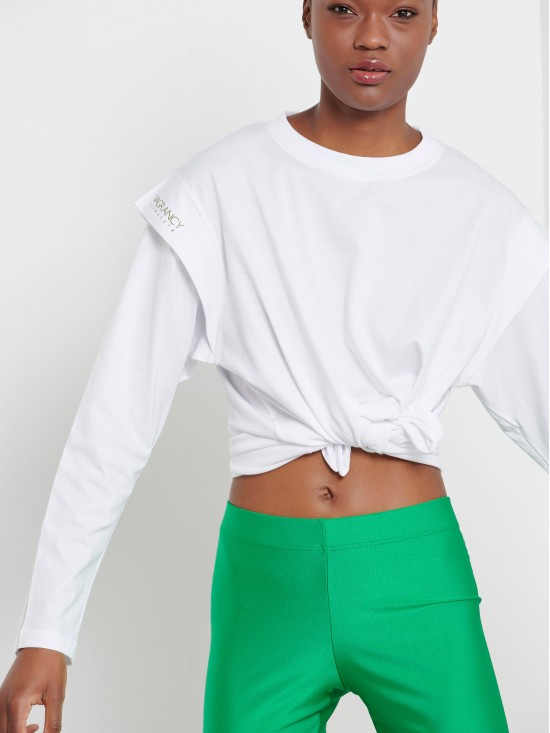 WHITE COTTON WOMAN TOP T-shirts & Μπλουζάκια Γυναικεία