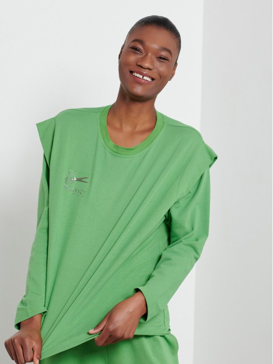 GREEN COTTON TOP T-shirts & Μπλουζάκια Γυναικεία