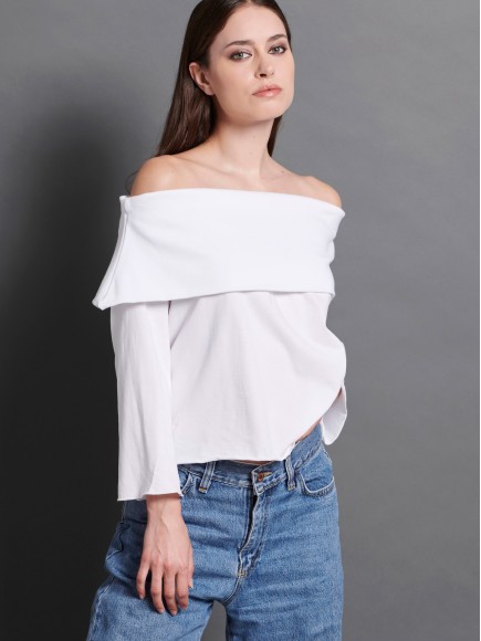 WHITE  TOP OFF SHOULDERS